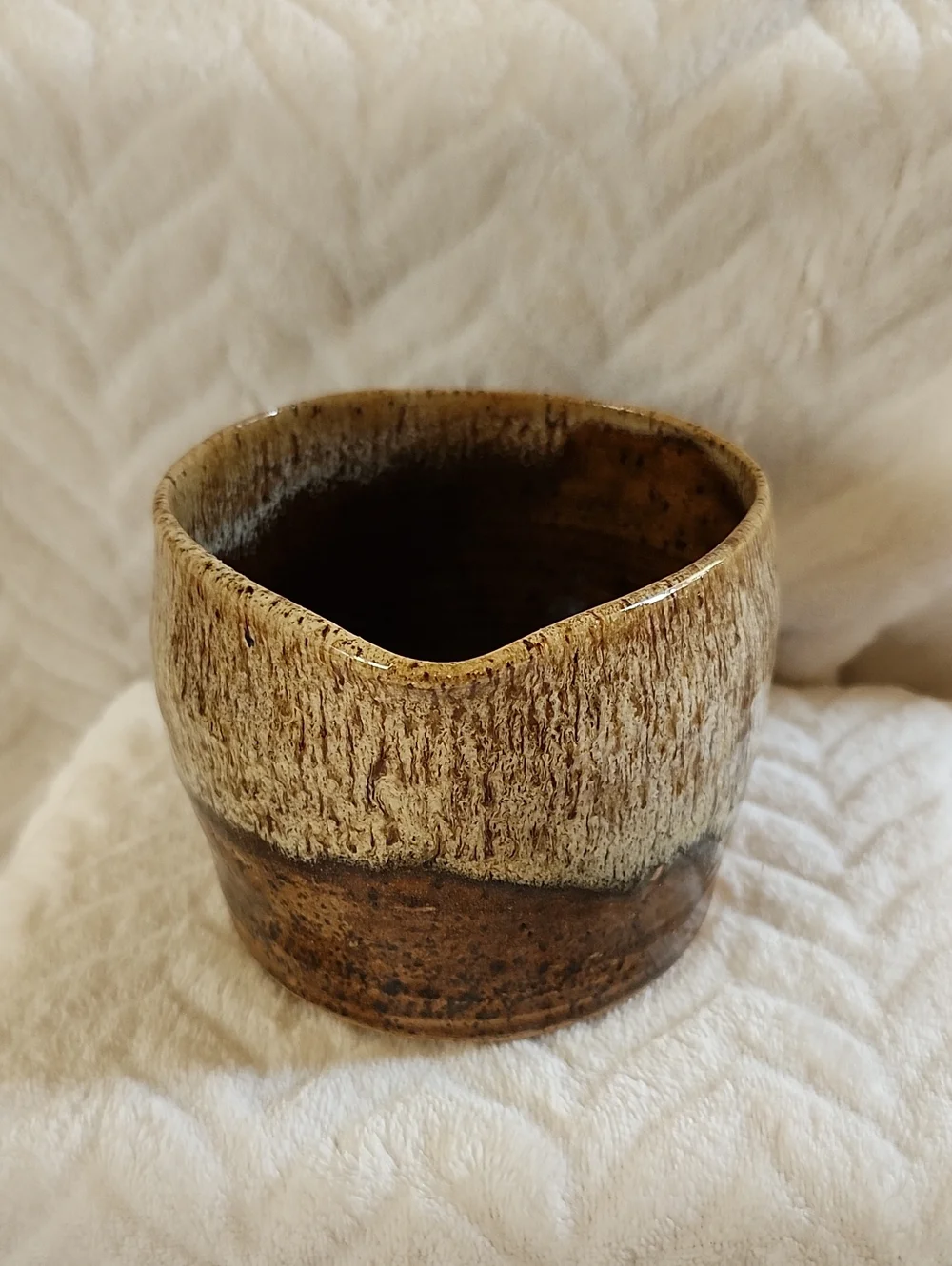 Handcrafted Brown & Cream Ceramic Bowl - Rustic Home Art